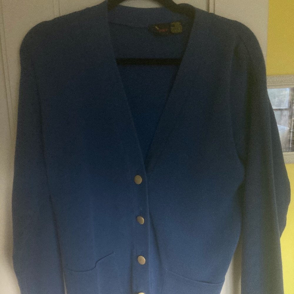 Liz Sport 100% cotton V-neck cardigan, pockets PS
